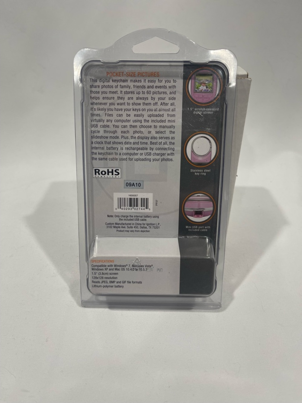 Photo Keychain Digital Display - Pink - Picture 3 of 4